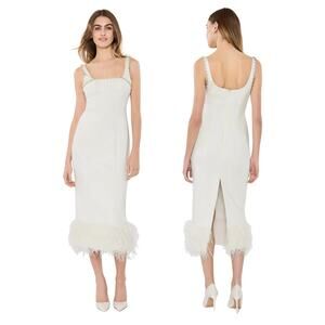 Likely Georgie Midi Dress Rhinestone Bling Feather Bridal Fairy Wedding Sz 0